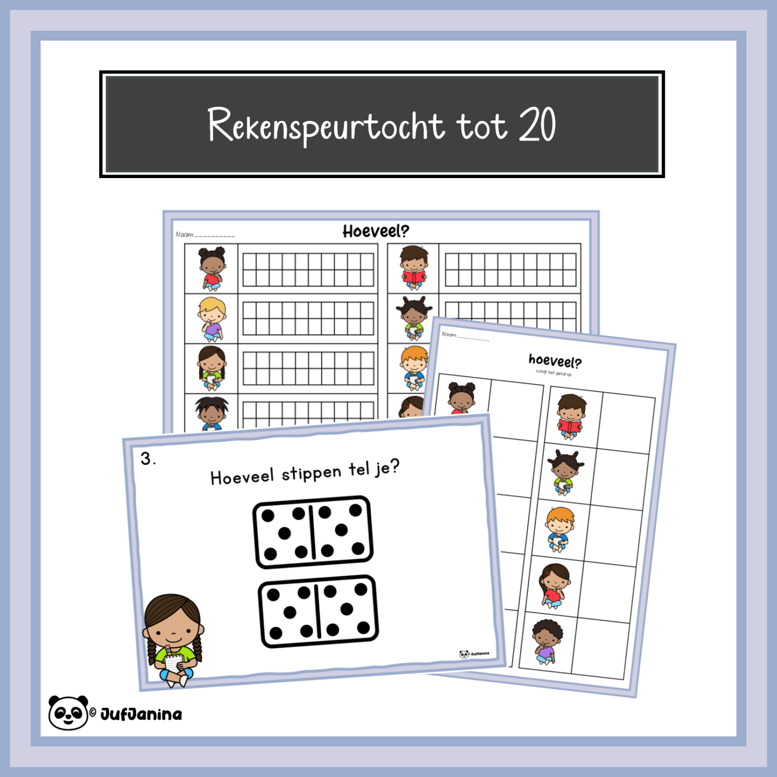 Getalkaarten 0 tot 20 (staand) - JufJanina