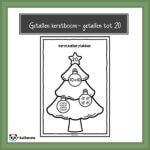 Getallen kerstboom – kerstballen plakken tot 20